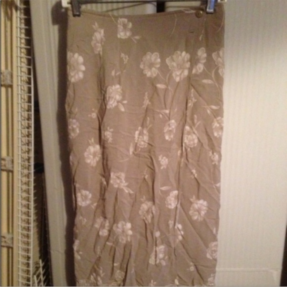 Vintage Express cream and taupe Floral wrap Maxi Skirt
